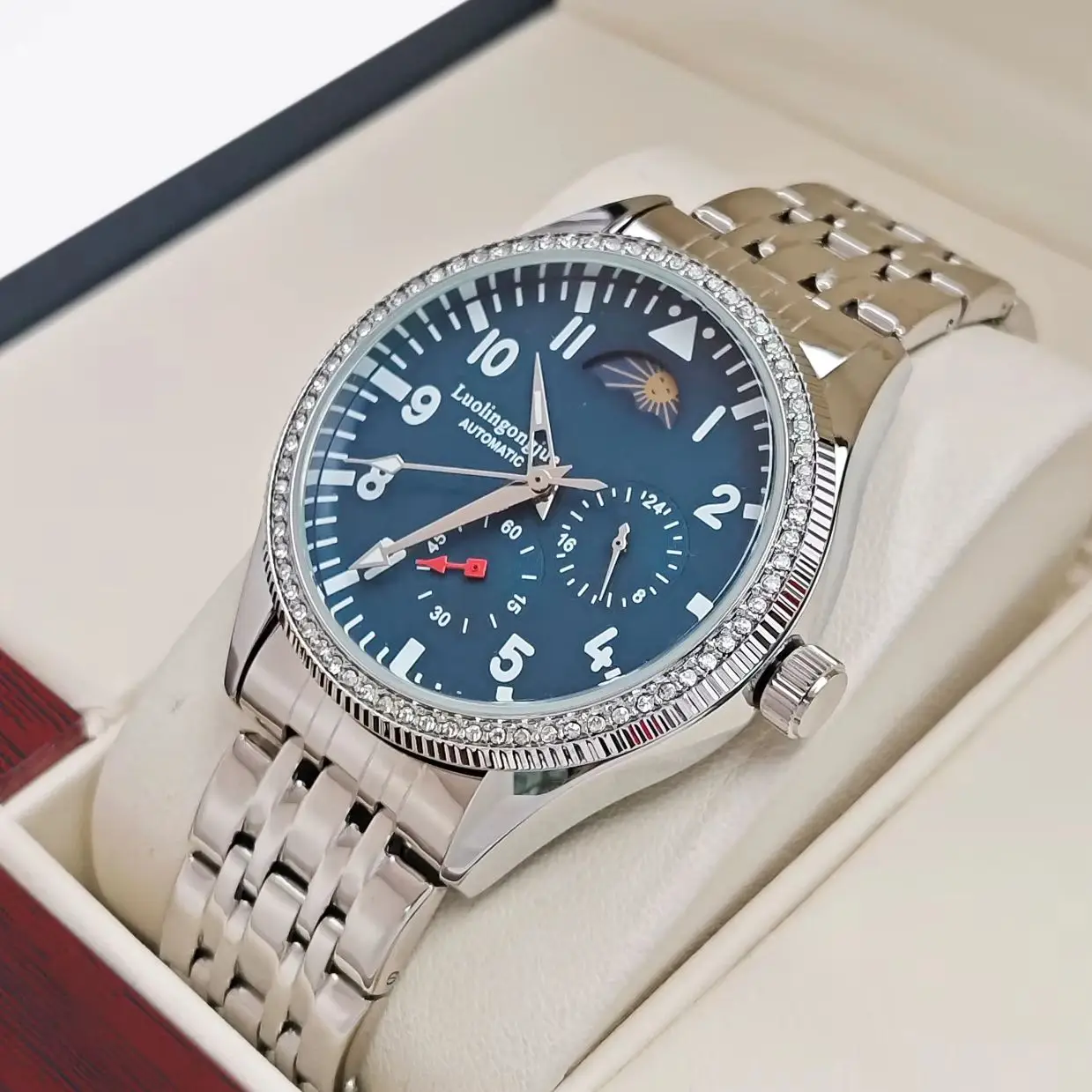 Hochwertige mechanische Herrenuhr mit hohlem Design, hochwertige, modische, lässige, schlichte, stilvolle, coole, multifunktionale Herrenuhr, vollautomatische mechanische Uhr, das beste Geschenk für