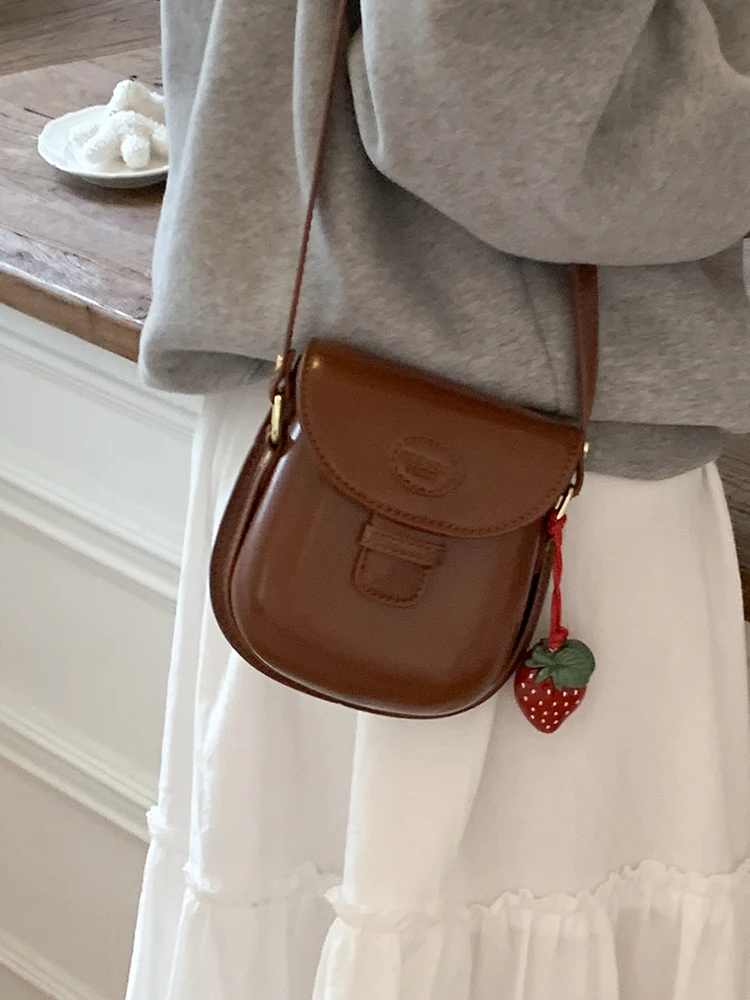 

High-Grade Sense Red Crossbody Bags Women PU Leather Solid Color Mini Lipstick Coin Purse Female Cute Phone Bag