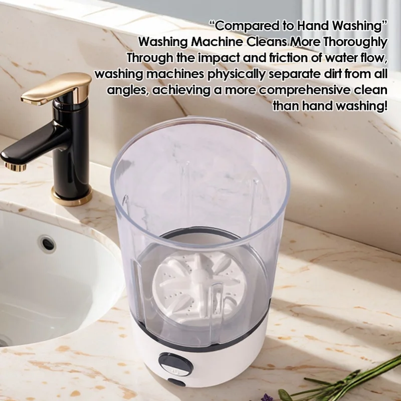 2L Cordless Rechargeable Underwear Washing Machine White Portable With LED Touchscreen For RV Campground Hotel