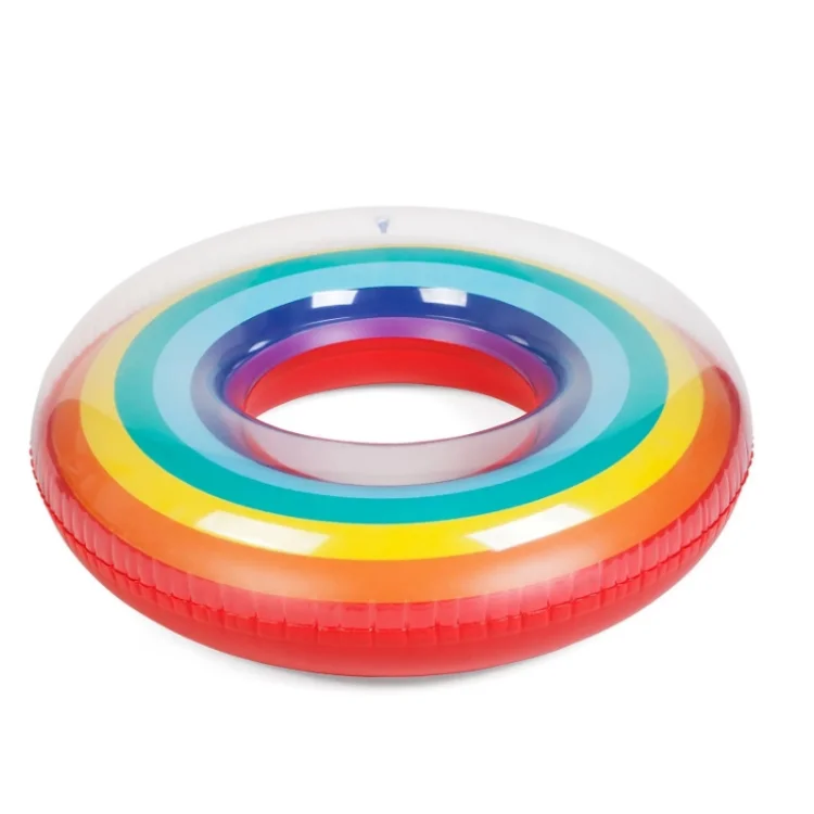 Rainbow color inflatable swim ring tube for adults and kids