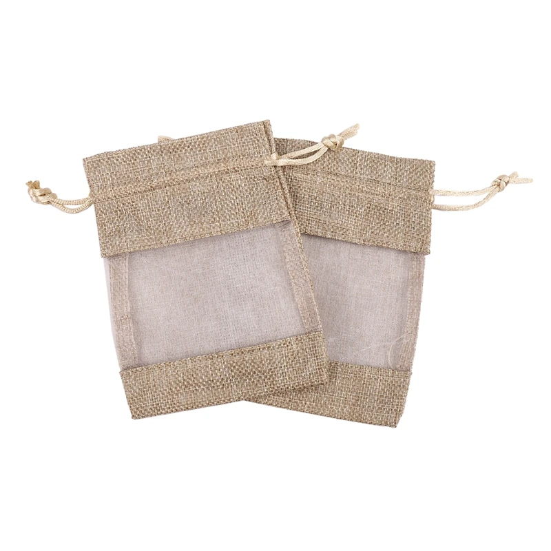 ABRT-30Pcs Flax Organza Bags Burlap Drawstring Pouch Christmas Gifts Bag Wedding Party Bags For Coffee Beans Candy Makeup Jewelr