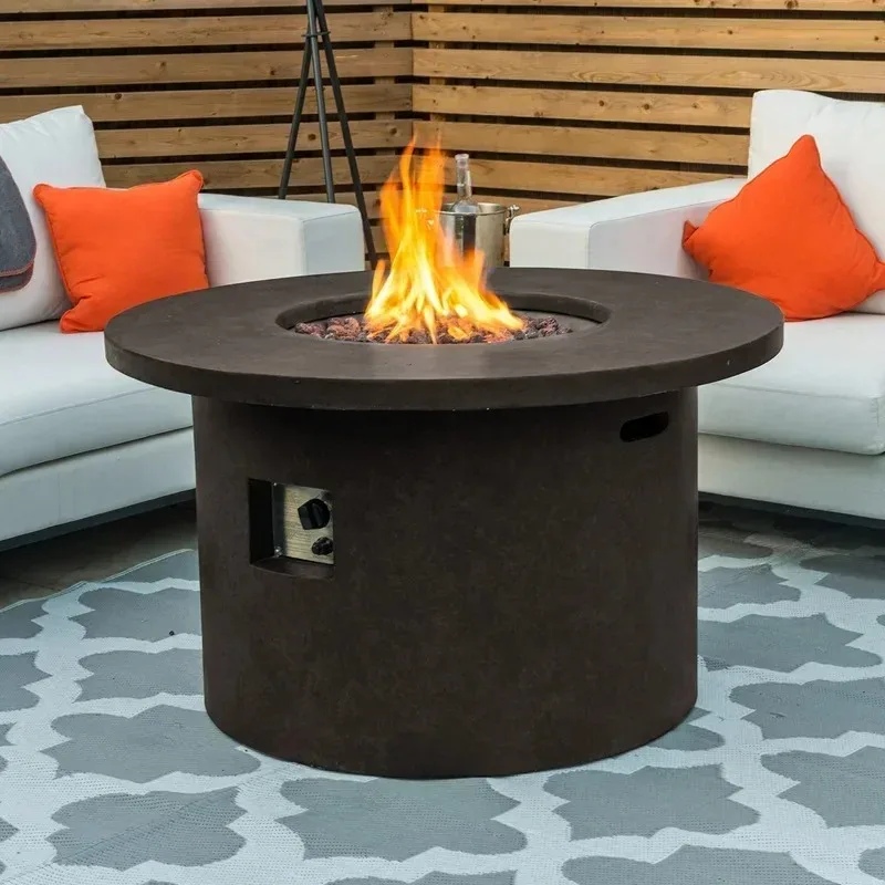 Round Patio Fireplace   Fire Pit Table Concrete  Dinning Table for Garden