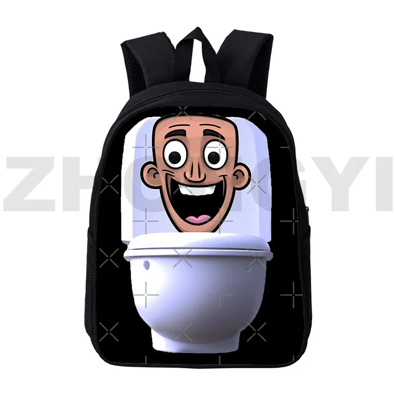 Skibidi Toilet School Backpack for Primary Students 12/16 Inch Fashion Mens Bookbag 3D Print Skibidi Toilet Mochilas Travel Bag