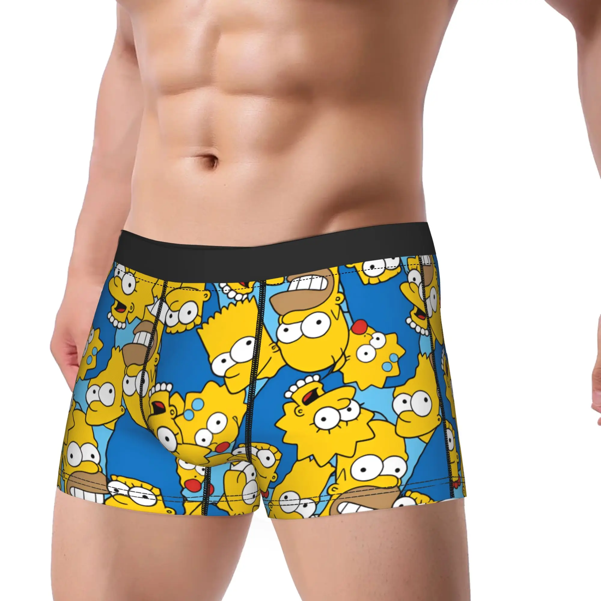 S-Simpsons Characters Pattern Print Underwear Customs Boxer Shorts Hot Sale Males Panties Breathable Shorts Briefs Birthday Gift