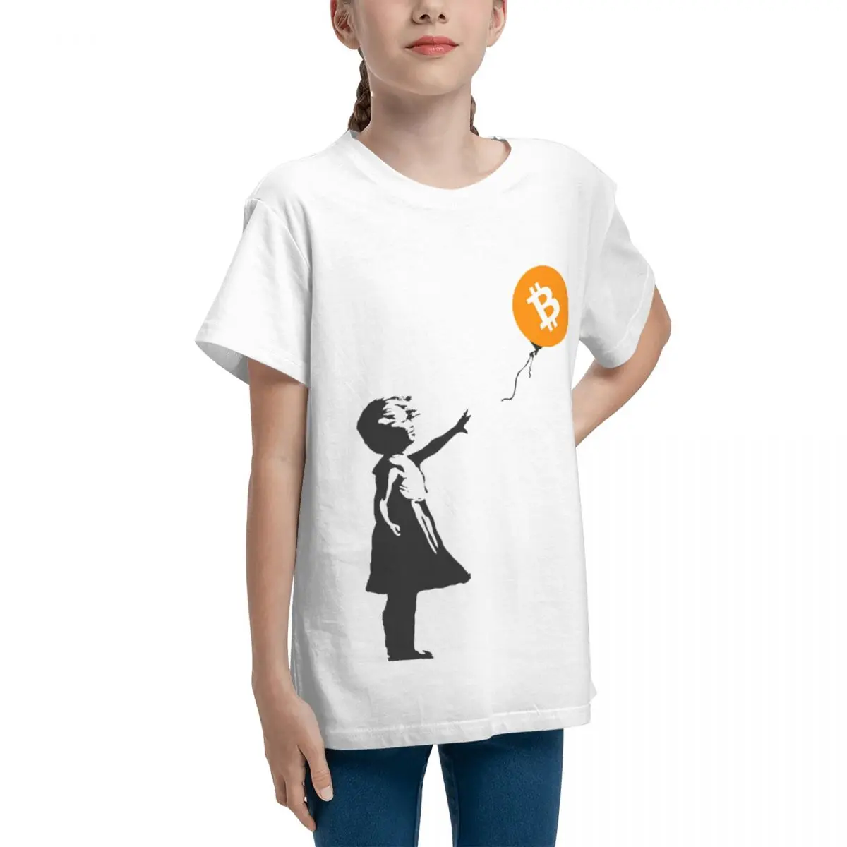 HODL Bitcoin (BTC) Balloon Girl Cryptocurrency S Top quality Travel Teenagers Basic Short Sleeve T-Shirt Harajuku Tees Humor