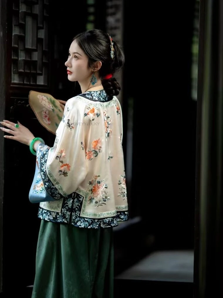 Chinese Traditional  Women Qipao Top Big Sleeved Hanfu Vintage Classical Hanfu Jacquard Blouse Camisa China Tradicional Mujer - Image 6