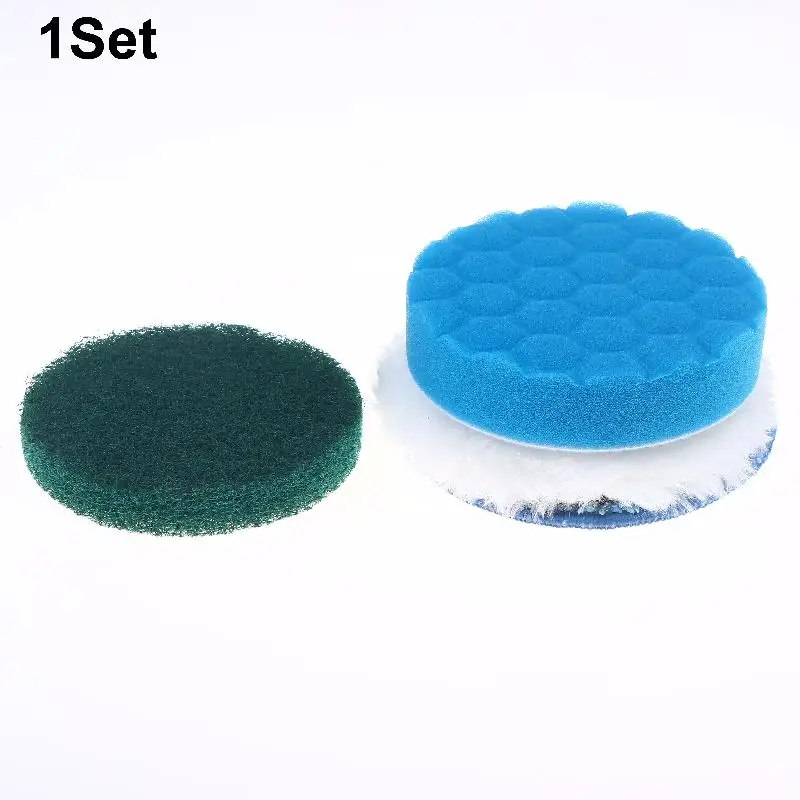 1/3/5Set 4inch Flocking Hexagonal Sponge Electric Cleaning Brush Head Accessories Polishing Pad Sponge Wheel Polishing Disc