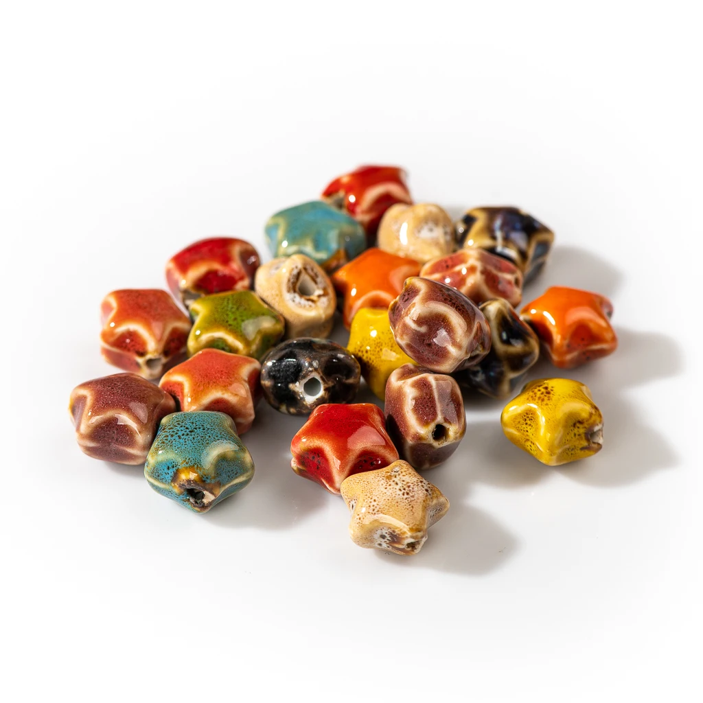 17# 10pcs Star Shape Ceramic Beads Colorful Porcelain Bead For Jewelry Making Part For Bracelet Necklace #XN045