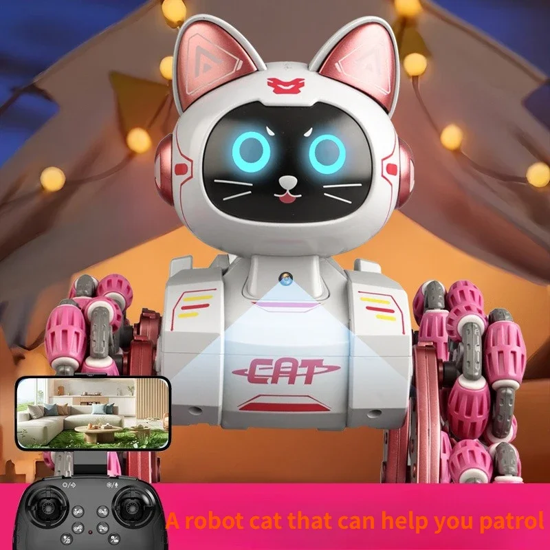 2025年新製品 - 八輪スタントロボット猫 ジェスチャーセンシングスマート子供用おもちゃ リモコン操作メカニカルキャット 男の子向けギフト