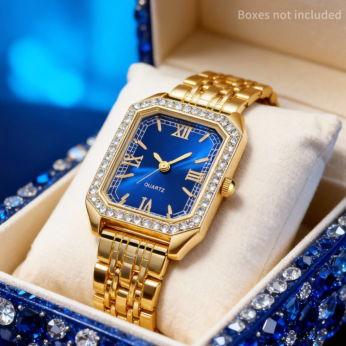 1pc Latest PC fashion quartz ladies' watch , with a golden alloy band and high-end high-quality design