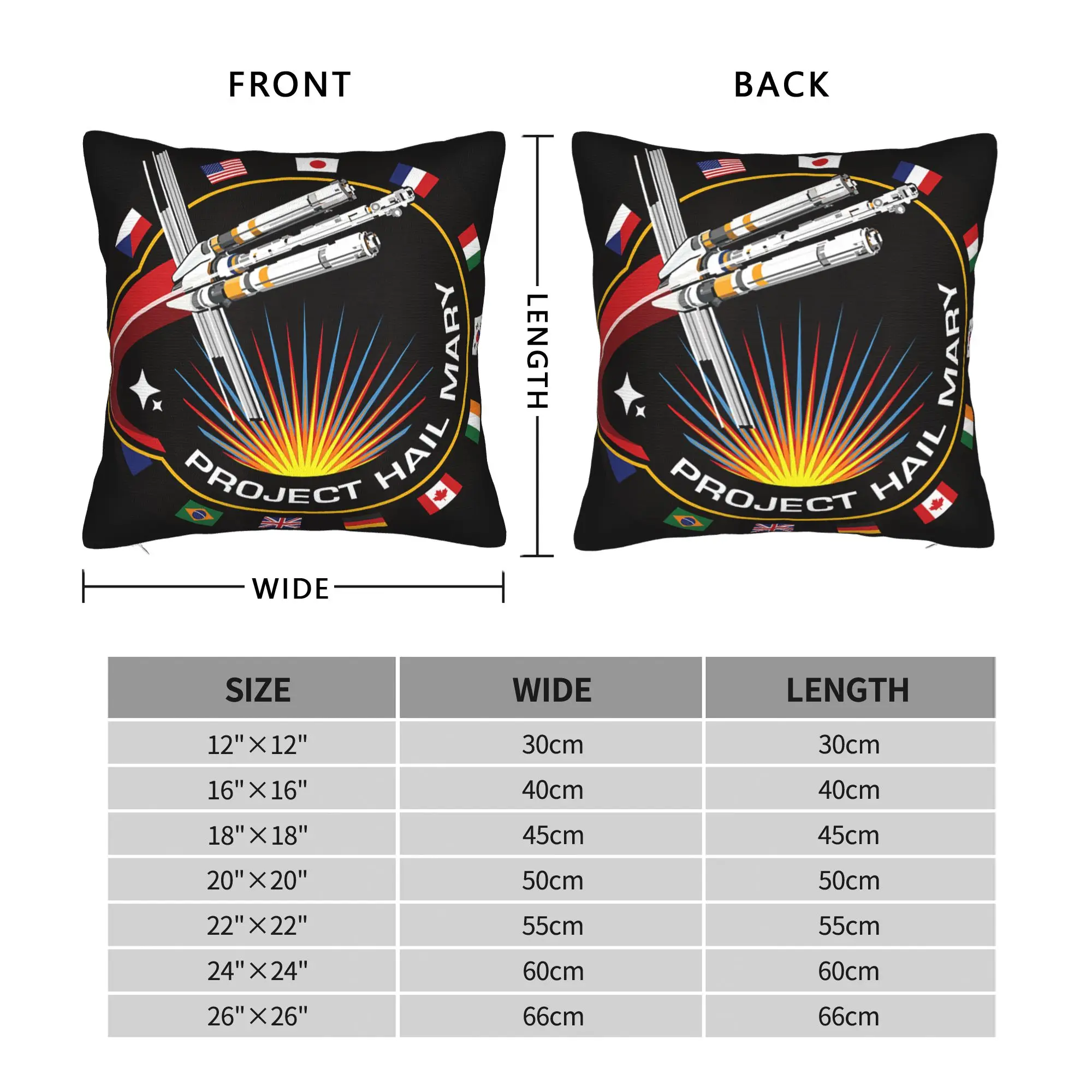 Project Hail Mary Mission Patch With Countries Pillow Cover  Comfy Cushion Cover Fashion Pillow Case For Sofa Car Home Decor