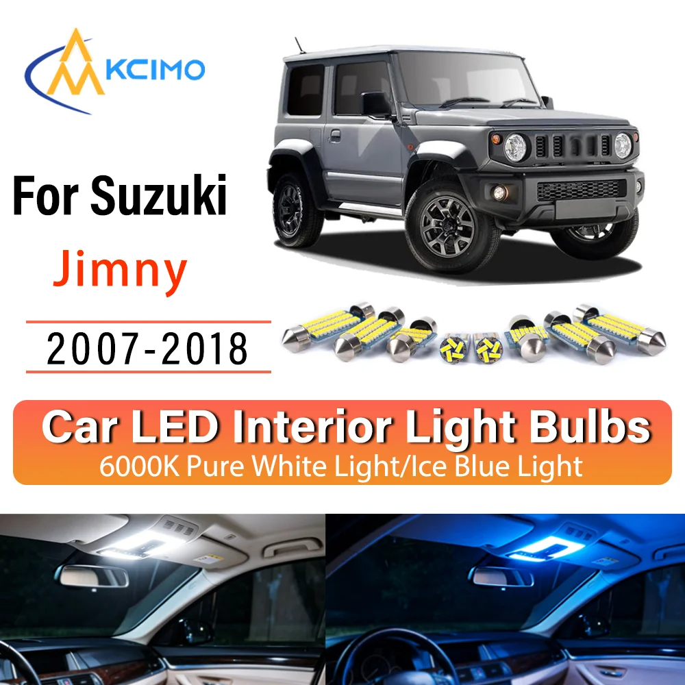 Kit d'éclairage intérieur LED à lueur persistante Plug & Play pour Suzuki Jimny 2007-2018 – Remplacement des lampes de dôme, de cartographie et de coffre – Amélioration des éclairages de cabine