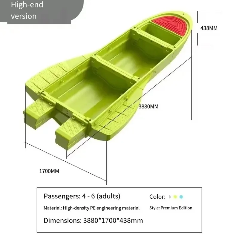 2025 Hot Selling 4-6 Person Plastic Folding Fishing Boat Portable Car External Motor Compatible Factory Low Price