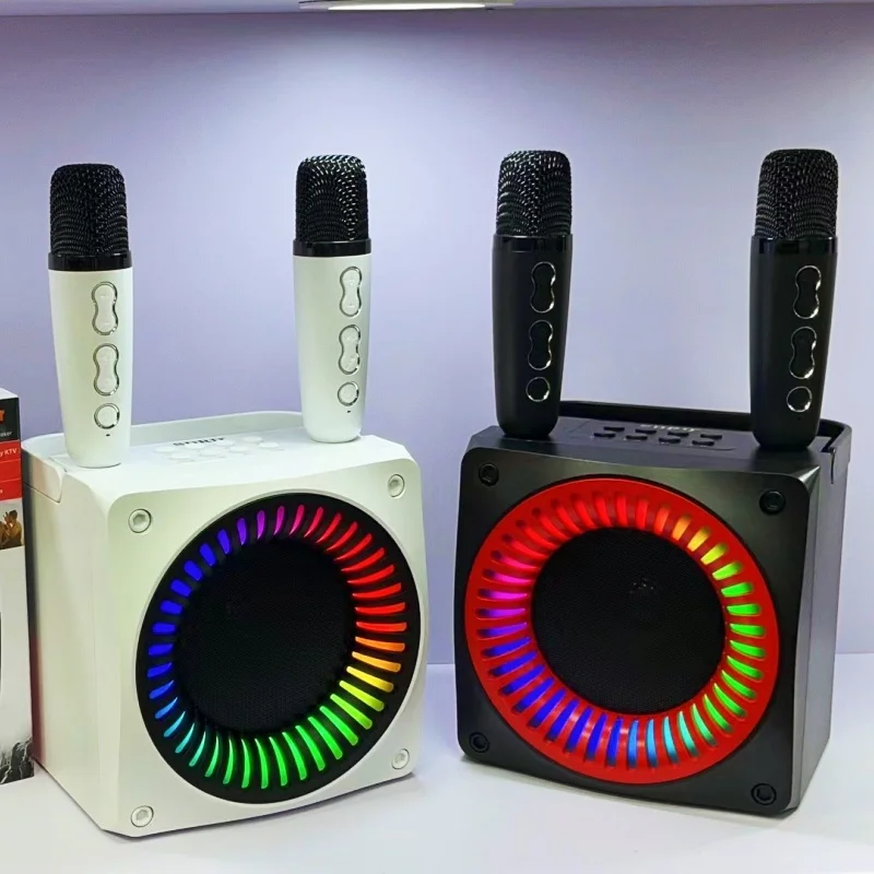 SD506 Portable Colorful Lamp Bluetooth Speaker High Power Karaoke Subwoofer PA System of Home Theater With 2 Wireless Microphone