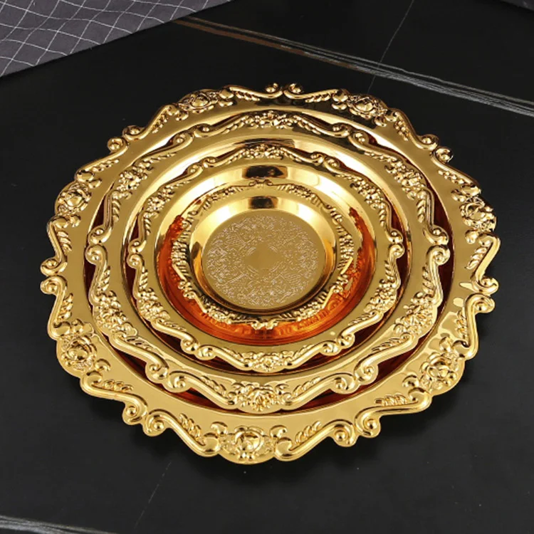 Dish Set Gold Cake Stand Metal Plate Candy Dessert Plate Wedding Saucer Food Plates
