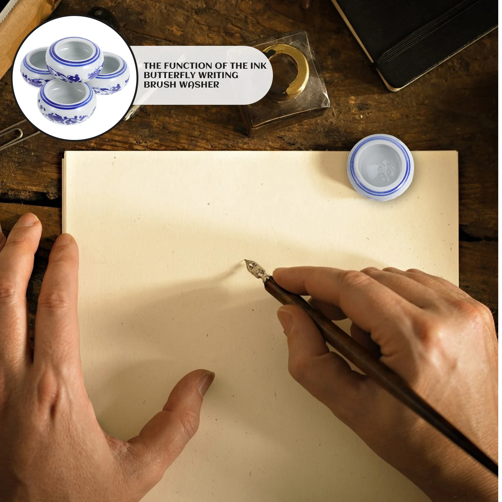 

12Pcs Creative Calligraphy Ink Dish Ceramic Multi-Function Ink Bowl for Painting Stationery Supplies Calligraphy Brush Tray