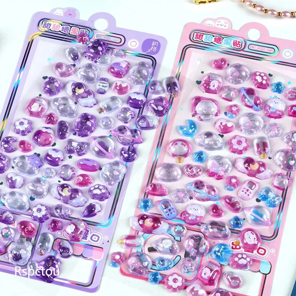 

Милые 3D объемные стикеры, эстетичные мультяшные рельефные наклейки для чехлов телефонов, скрапбукинга, декора канцелярских товаров, подарочные стикеры