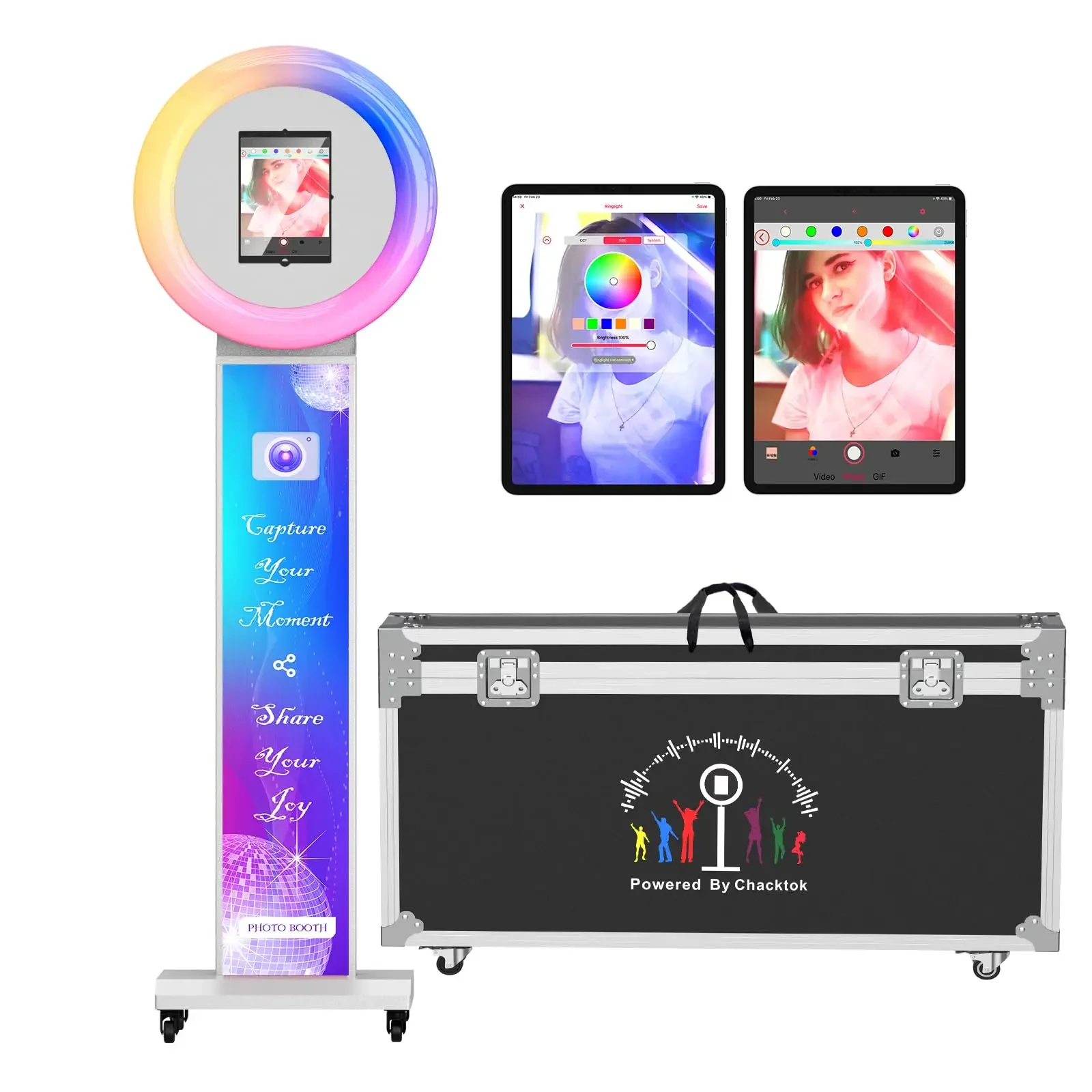 Portable Photo Booth Compatible with Any Ipad Large Lightbox Ipad Photo Booth for Party Shell Stand Software APP Control Light