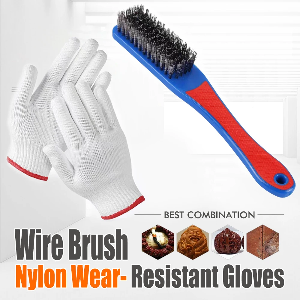 Alça de plástico confortável – perfeita com escova de arame de aço inoxidável resistente para remover ferrugem, escória de soldagem, sujeira e pintura