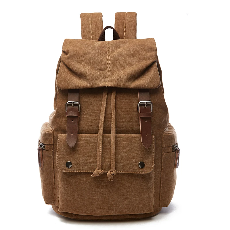 Vintage Canvas Backpack Simple Leisure Computer Bag Portable Hiking Travel Backpack Large Capacity Men Women Universal Schoolbag