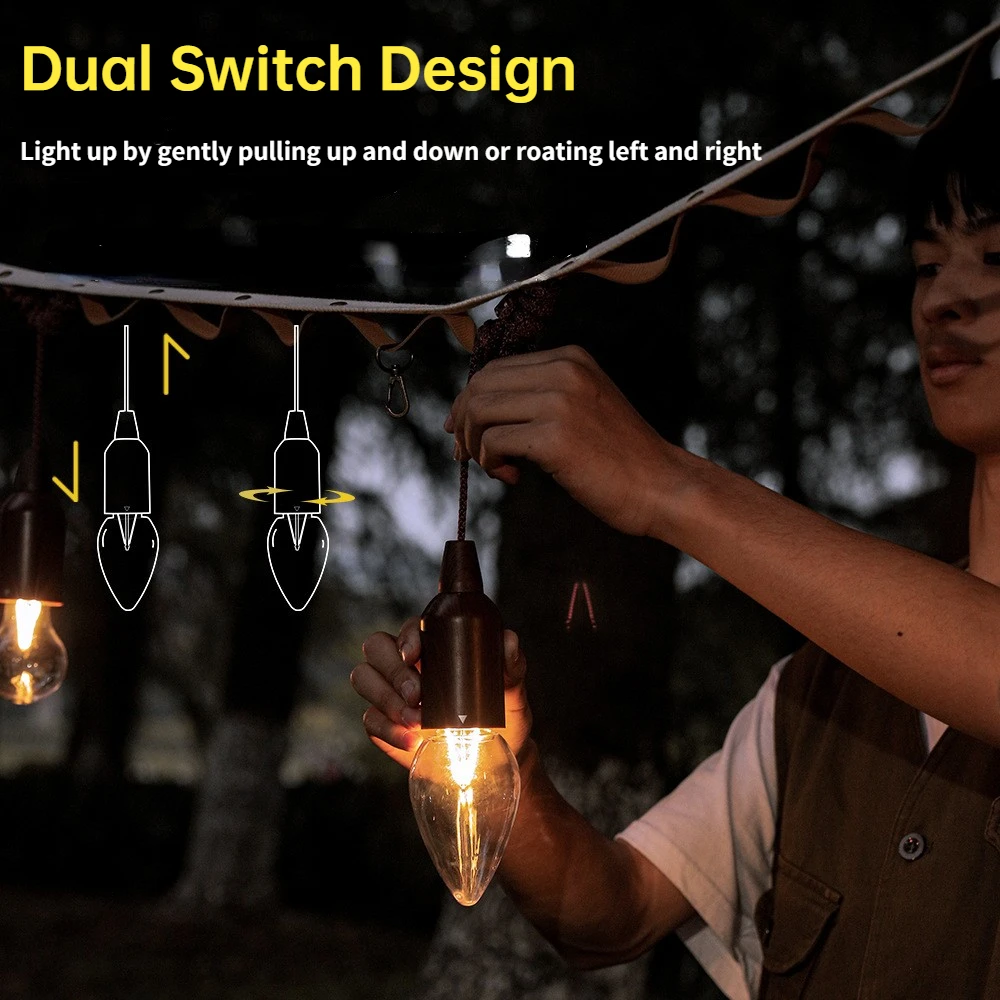 LED Camping Light USB Battery Charge Emergency Lamp Outdoor Hanging Tent Lantern Universal Saving Energy Bulb for Fishing/Travel