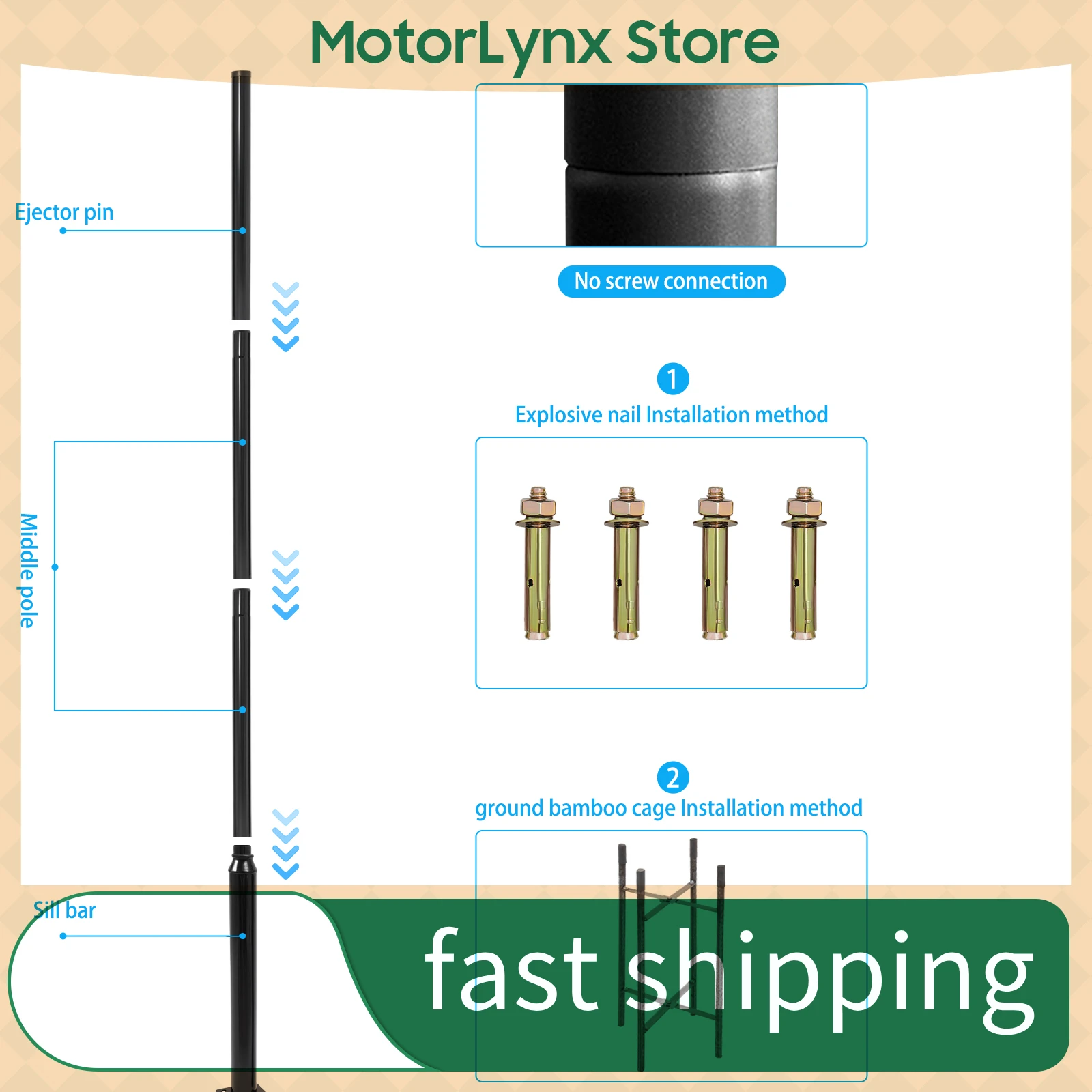

4-metre lamp post Separate lamp post Suitable for outdoor garden decoration/lighting