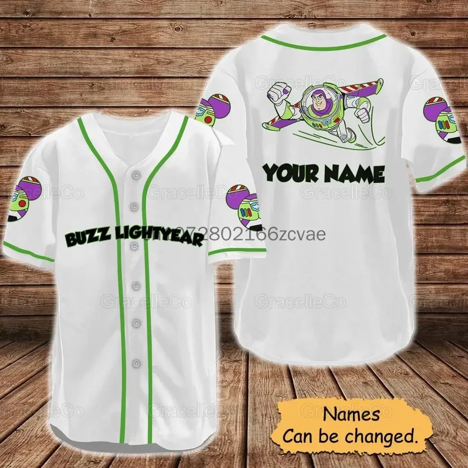 New Free Custom Toy Story Buzz Lightyear Baseball Jersey Streetwear Fashion Summer Men\'s And Women\'s Short Sleeve Baseball Shirt