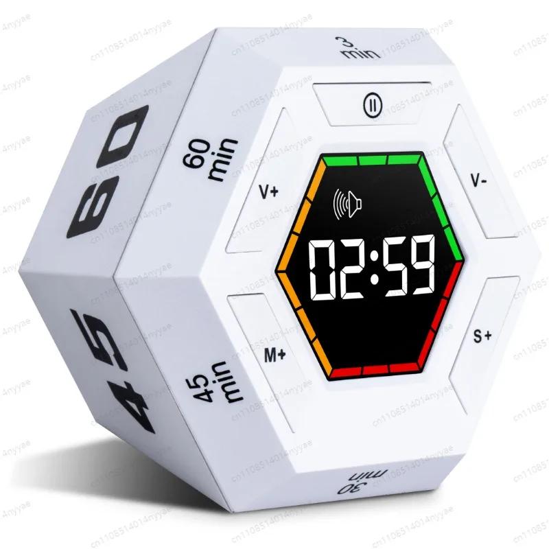 Smart Magnetic Hexagon Timer - 60-Minute Digital Countdown for ADHD, Kids, Kitchen & Productivity