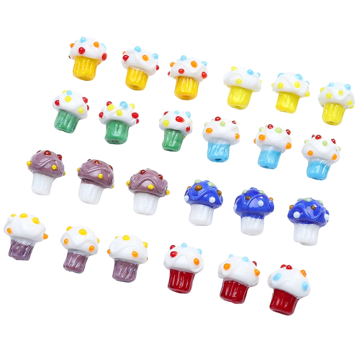 

3pcs Cute Beads Mushroom Shape Lampwork Glass Loose Beads For DIY Making Charms Bracelet Necklace Craft Jewelry Accessories