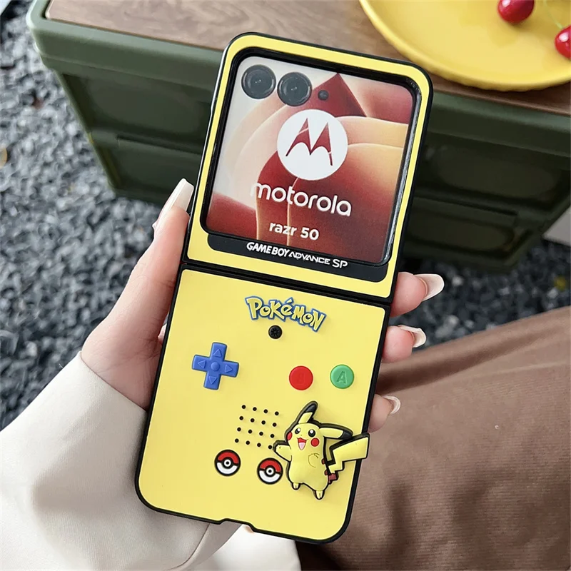 Anime P-Pokemon Case Protect For Motorola moto razr 50 Ultra 50ultra Squirtle Charmander Pika Folding flip games console Cover