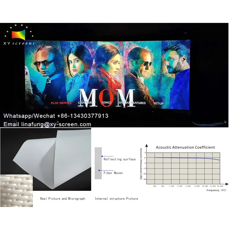 OEM/ODM Top Luxury Home Theater Sound Max 8K cinema Weave Acoustic Transparent Motorized Pull Down Tension Projector Screen