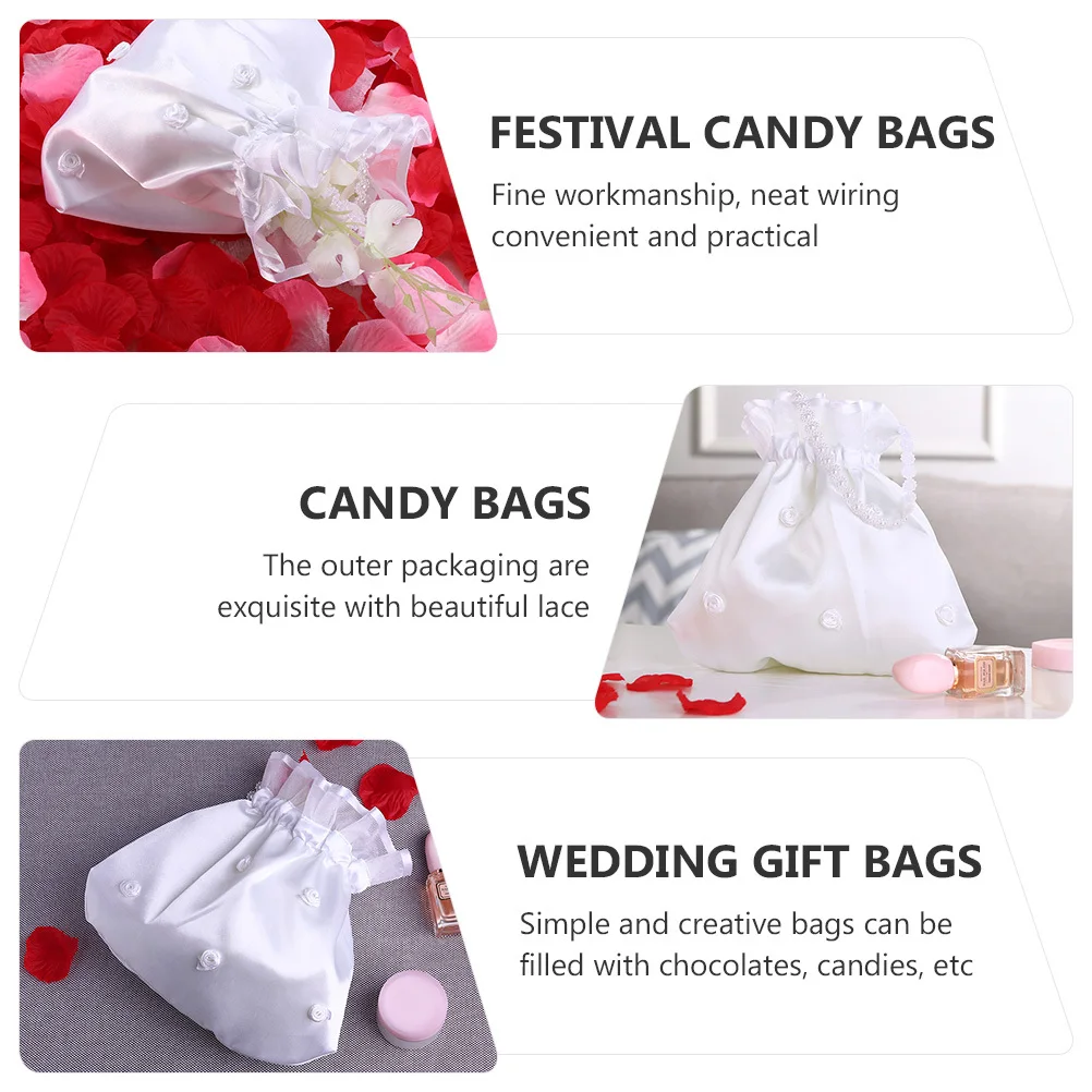 

2Pcs Wedding Candy Bags Drawstring Pouches Cloth Party Favor Bags Lace Wedding Gift Storage Party Candy Pouches