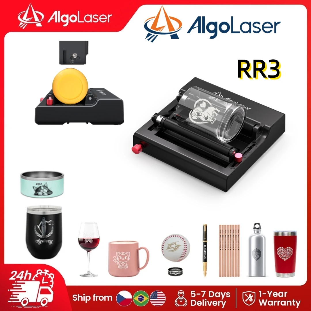 

AlgoLaser RR3 Y-axis Laser Engraver Rotary Roller 360° Rotating for PIXI 5W 10W Regular Irregular Cylindrical Tumbler Objects