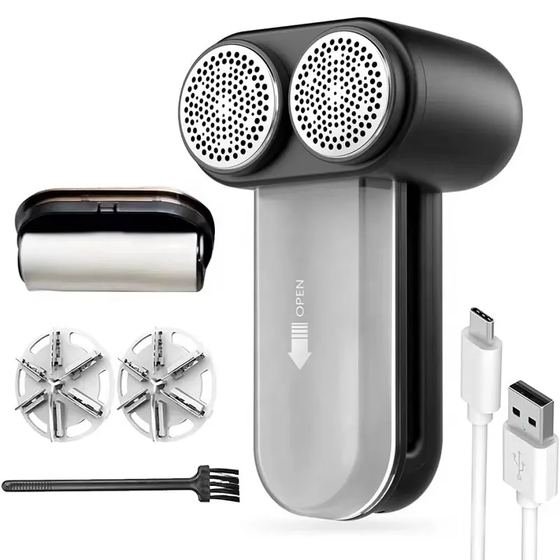 

Электрическая машинка для удаления катышков с двумя головками, перезаряжаемая, с LED-экраном, портативный ролик для чистки одежды, для автомобилей, дома и фургонов