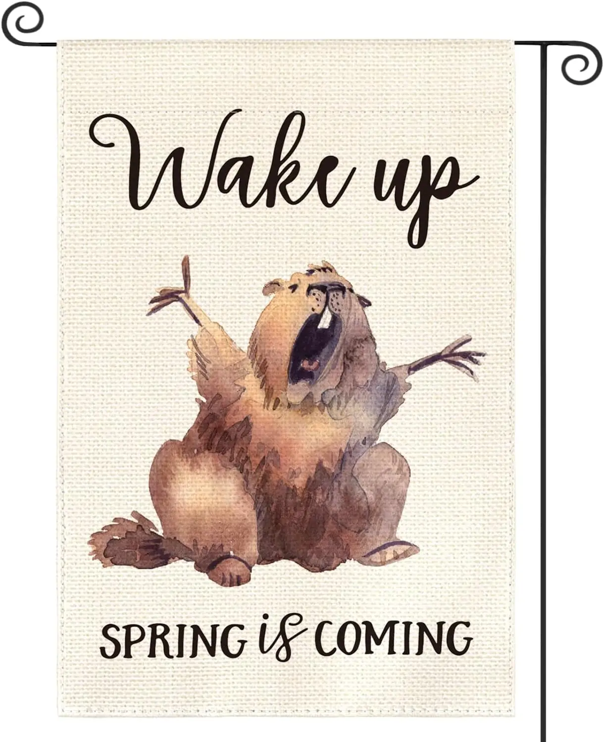 Groundhog Garden Flag 12 X 18 Inch Vertical Double Sided, Wake Up Spring Is Coming Yard Outdoor Decoration