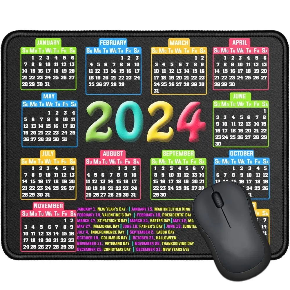 2024 Calendar Mouse Pad Desk Pad Mouse Pad Workspace Organizers Water-proof Rubber Computer Keyboard Mat Gaming Mouse Pad Office