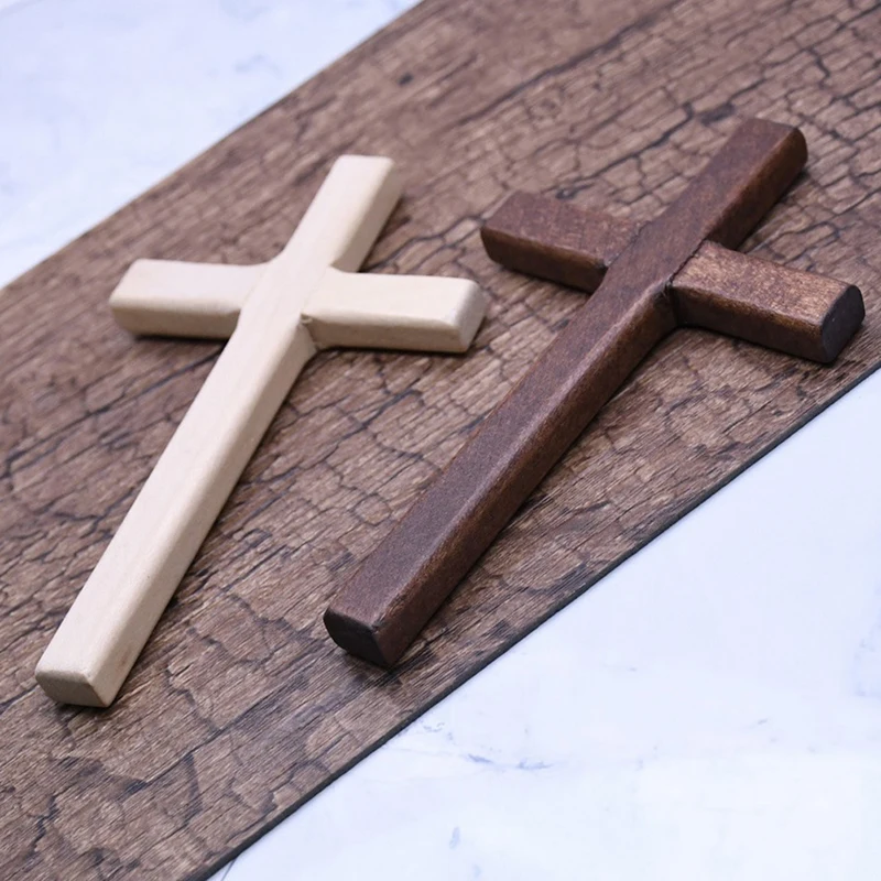Christian Wooden Vintage Religious Cross 12cm(4.7in) Hanging Wall Large Long Crucifix Two Color Home Shelf Tabletop Ornaments