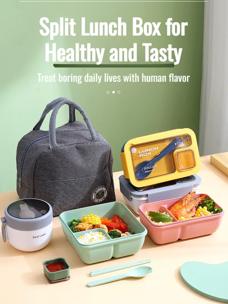 Portable Compartment Lunch Box | Multi-Layer Divided Design to Prevent Flavor Mixing | Food-Grade PP