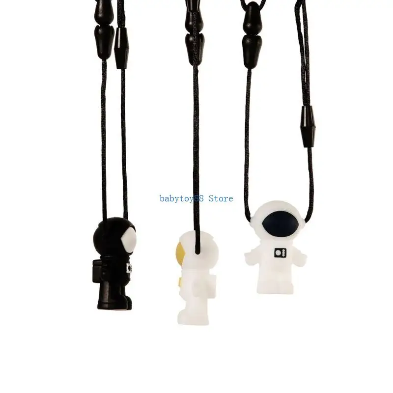 

Y4UD Baby Silicone Astronaut Teether Autism Sensory Chewing Necklace Toddler Teething Soothing Toy Infant Soother