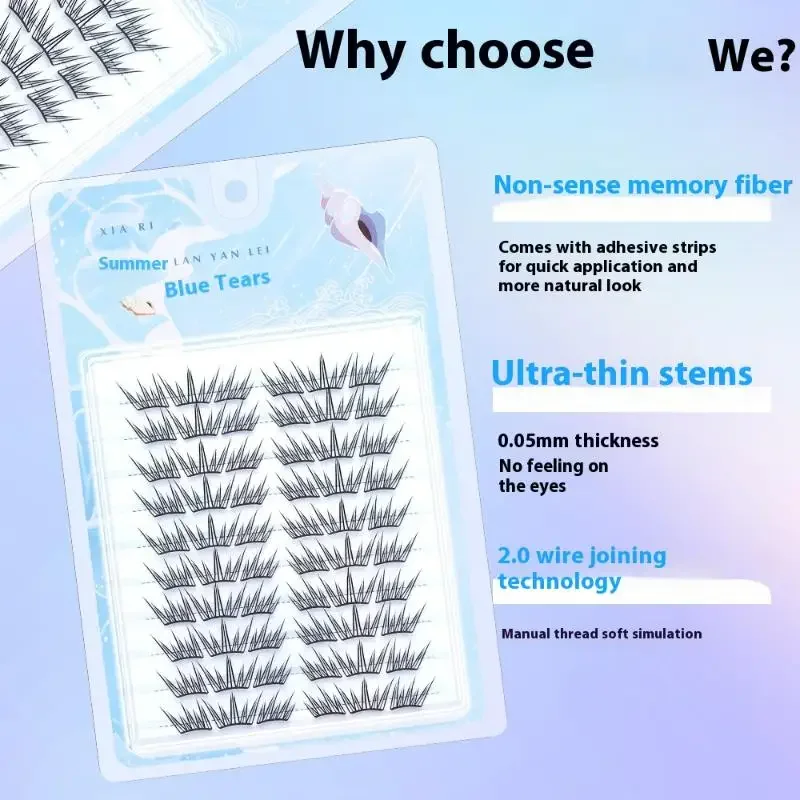 10 แถว Voluminous กาวขนตาปลอม 5D ปุยหนาปลอมใช้ EXTENSION NATURAL Lash Easy Segmented Curling Eyelashes