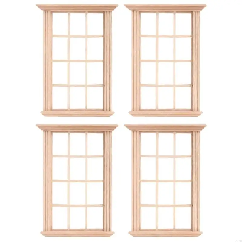 CORB Practical 4 Pieces Sturdy Dollhouses Window 1 12 Scale Miniature Child Model Home Accessories for Decoration