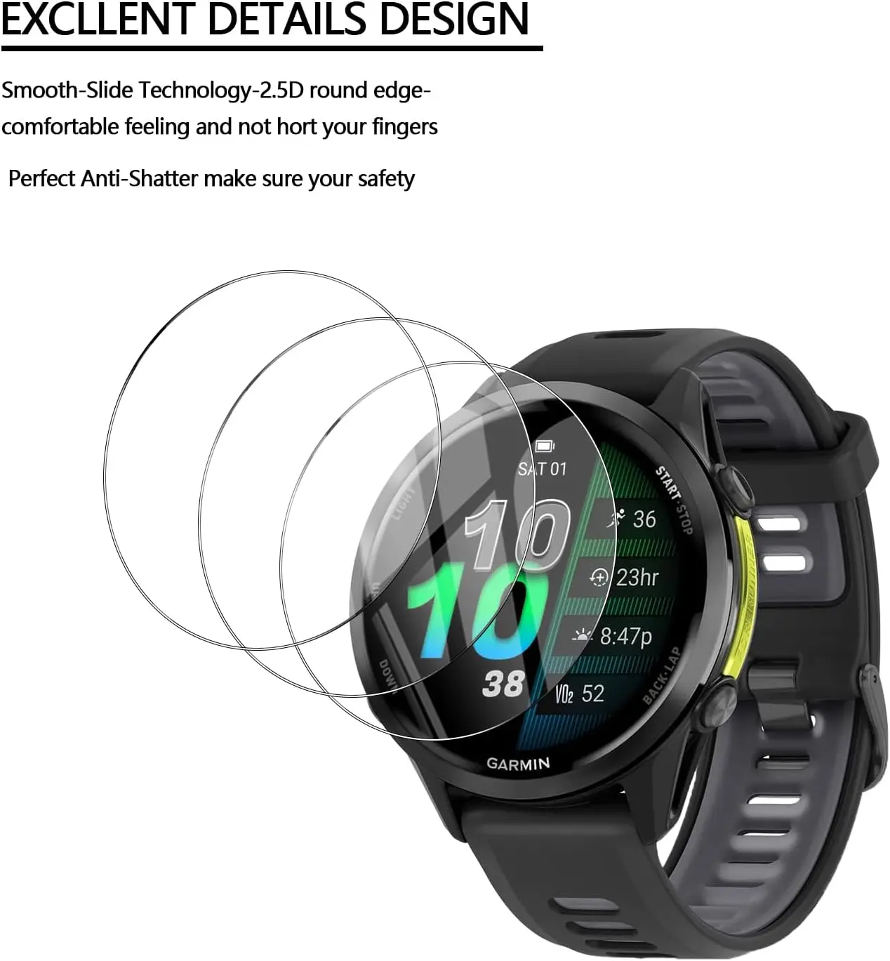 Clean Tempered Glass Film For Garmin Forerunner 970 Screen Protector Protective Film Accessories For Garmin Forerunner 970 image 2