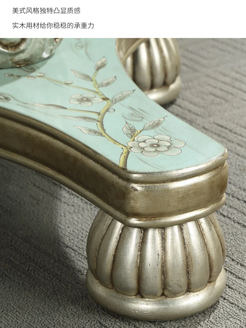 French Living Room Solid Wood round Tea Table Side Table European Style Small round