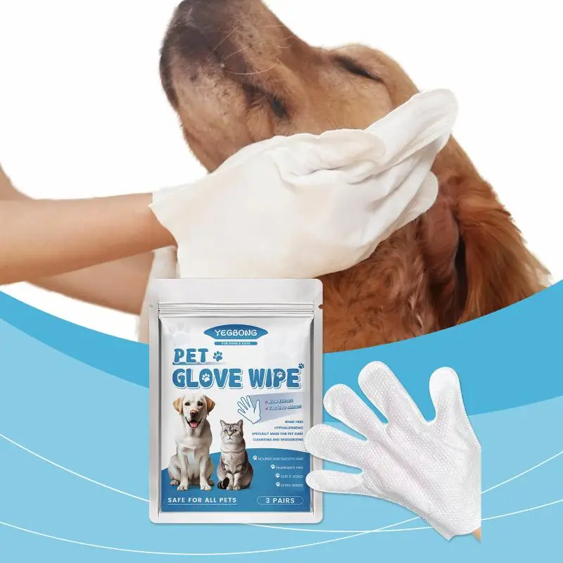 

Pet Cleaning Gloves for Dogs Cats Disposable Aloe Wipes Remove Odor Dirt Safely Gentle for Face Eyes Ears