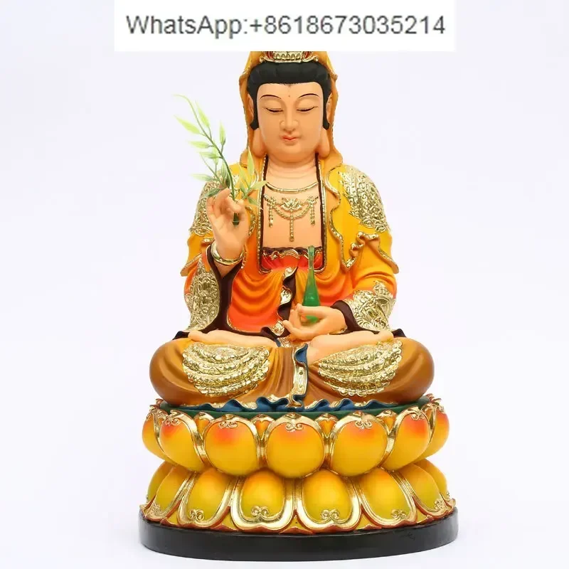 12 inch resin Buddha statue, 30cm colorful Guanyin statue decoration, praying and offering in the Buddha hall