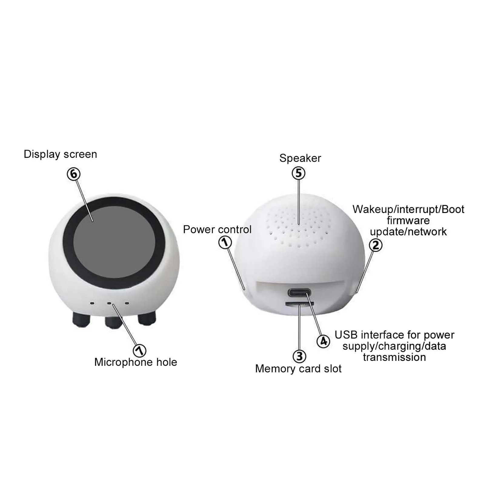 AI Companion Robot Smart Talking Robot 1.28 Inch Screen Bluetooth 5.0 Voice Wake Up Video Music Playback for Home School Desk