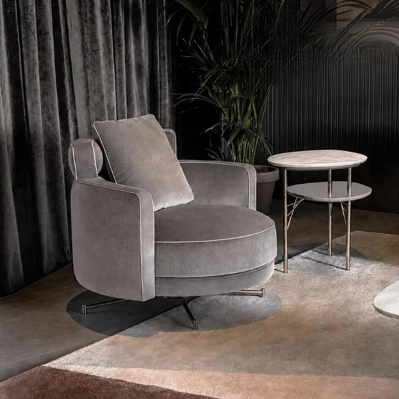 Modern Rotating Barrel Fabric Single Sofa Armchair