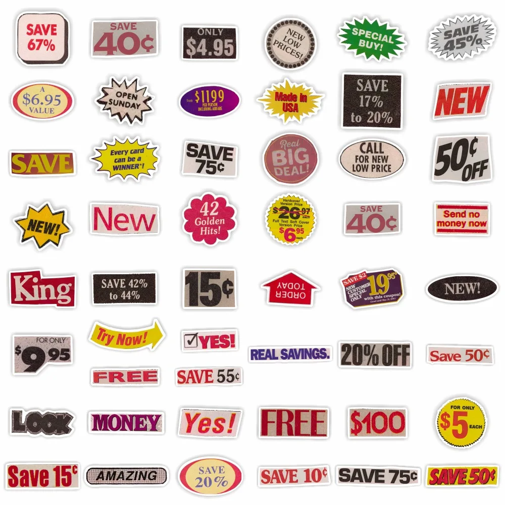 10/30/50pcs Shop Discount Labels Stickers Waterproof Skateboard Motorcycle Guitar Luggage Laptop Bicycle Sticker Kids Toys