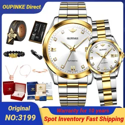 OUPINKE-reloj mecánico automático suizo para hombre y mujer, cronógrafo de pulsera genuino, de lujo, con diamantes reales, 3199