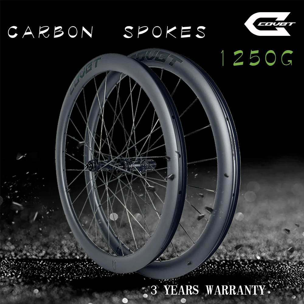 

COVET UltraLight 1250g Carbon Spokes Road Disc Brake Carbon Fiber Wheelset 36T Ratchet Clincher Tubeless Shim / XDR